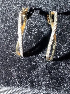 NWOT Allure Gems 925 Gold Vermeil Natural Diamond Twisted Infinity Hoop Earrings